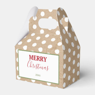 Christmas White Kraft Polka Dots Favour Box