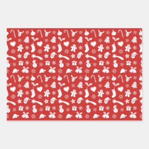 Christmas white pattern wrapping paper sheet
