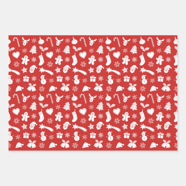 Christmas white pattern  wrapping paper sheet (Front)