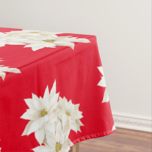 Christmas White Poinsettia Tablecloth