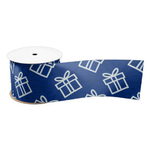 Christmas White Presents with Blue Background   Satin Ribbon