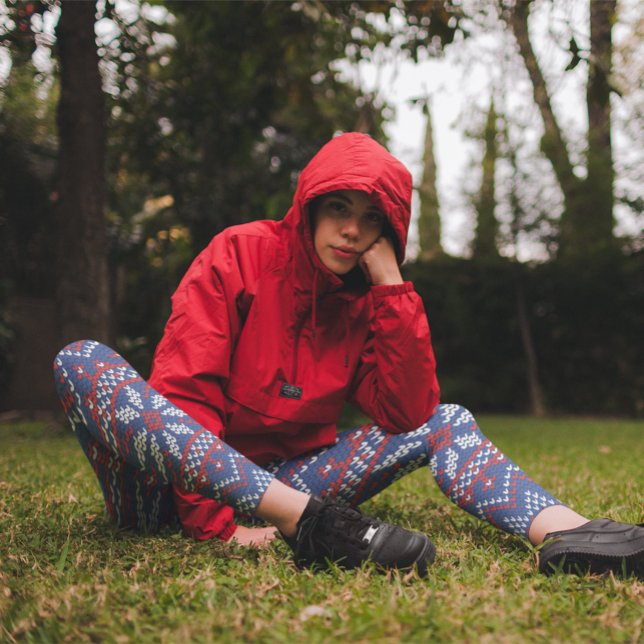 Christmas White, Red & Blue Knitting Pattern Leggings (Creator Uploaded)