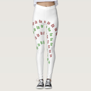 Christmas White Red Green Fa La La Leggings