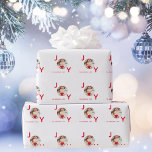 Christmas white red photo joy wrapping paper<br><div class="desc">A simple modern minimalist Christmas wrapping paper in red and white.  A chic white background,  with the word JOY written with red bold letters.  The letter O is used as a photo frame.  Personalise and add your own family photo,  name and year.</div>
