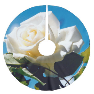 Christmas White rose - Celebrating Life Brushed Polyester Tree Skirt