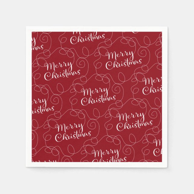 CHRISTMAS white seamless pattern with LINES Napkin (Front)