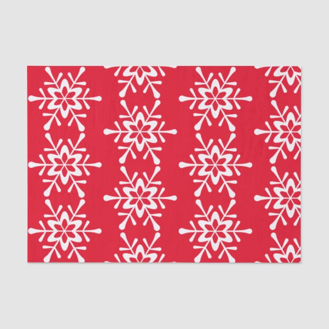 Christmas White Snowflake Red Backing   Tissue Paper (Front)