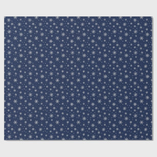 Christmas White Snowflakes Themed Packaging Black Wrapping Paper