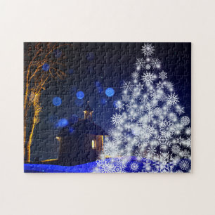 Christmas white tree jigsaw puzzle