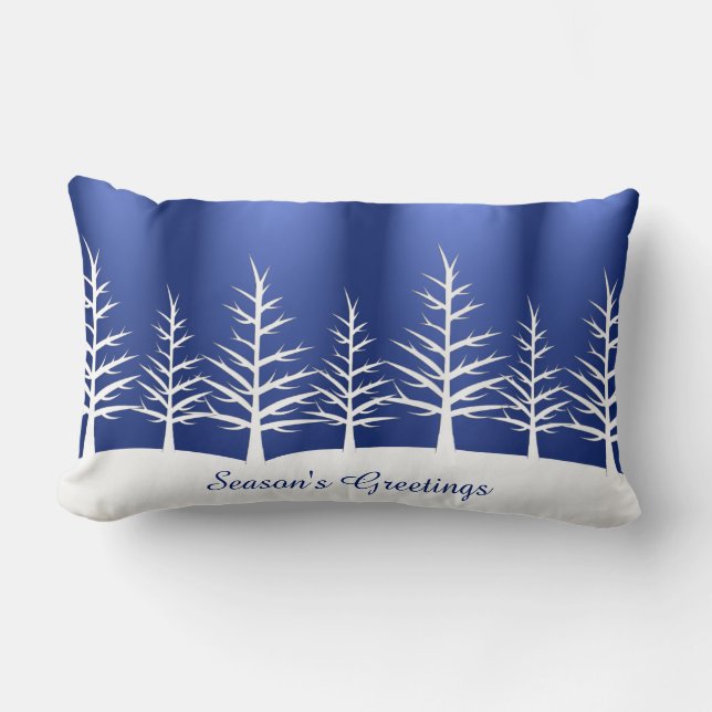 Christmas White Trees Snow Lumbar Cushion (Front)