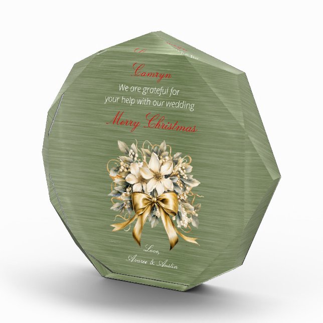 Christmas White Winterberry Wedding Ornament Photo Block (Right)