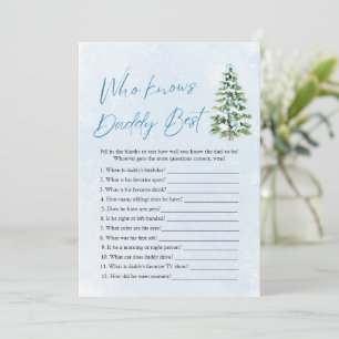 Christmas Who Knows Daddy Best Baby Shower Game Invitation