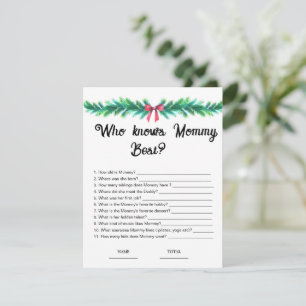 Christmas Who knows Mommy Best Baby Shower Game Invitation