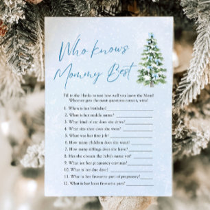 Christmas Who Knows Mummy Best Baby Shower Game Invitation