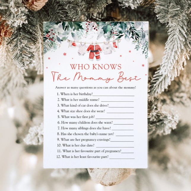 Christmas Who Knows Mummy Best Baby Shower Game Invitation (Creator Uploaded)