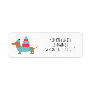 Christmas Wiener Dog Return Address Label