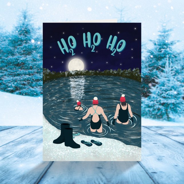 Christmas Wild Swimming With Friends Holiday Card (Creator Uploaded)