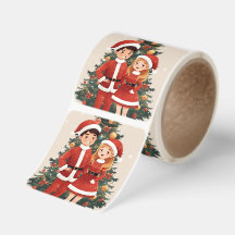 Christmas wildlife illustration snowy Santa Claus