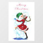 Christmas Window Cling Snowman and Girl Dancers<br><div class="desc">Window Clings with Happy Snowman and Girl Dance Tango Christmas Party Fun Cartoon Drawing - or Choose / Add Your Unique Text / Name / Colour - Make Your Special Window Cling Gift - Resize and move or remove and add elements / text with customisation tool ! Drawing and Design...</div>