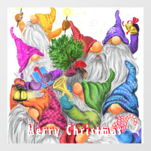 Christmas Window Cling with Happy Gnome Party