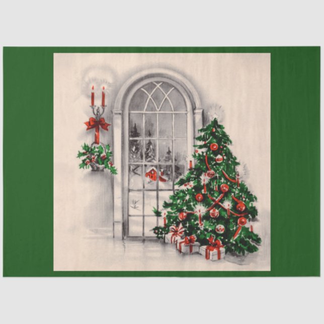 Christmas Window Lights on Green Tissue Paper (Front)
