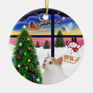 Christmas Window - Turkish Van Cat Ceramic Tree Decoration
