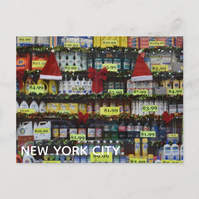 Christmas Windows NYC Discount Store Photography Holiday Postcard (Front)