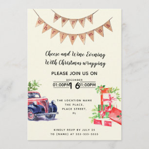 Christmas wine and cheese fundraiser event invitation