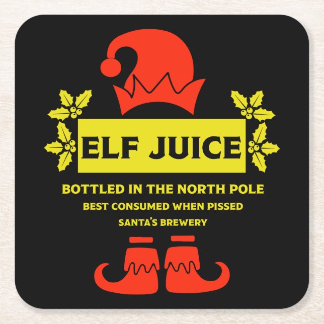 Christmas Wine And Sparkling Wine Labels Square Paper Coaster (Front)