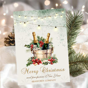 Christmas Wine Bottle String Lights Holiday Card