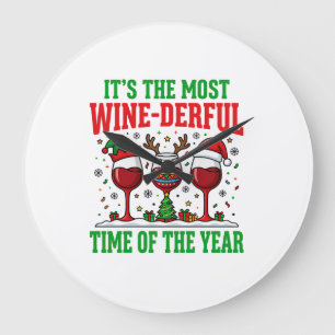 Christmas Wine-Derful Red Wine Design Large Clock
