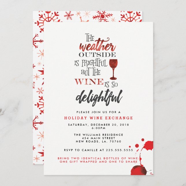 Christmas Wine Exchange Party Invitation (Front/Back)