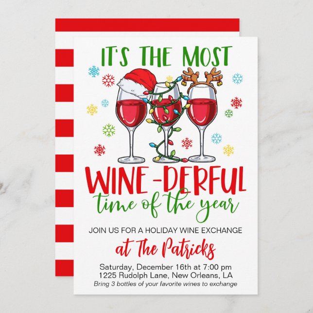 Christmas Wine Exchange Party Invitation (Front/Back)