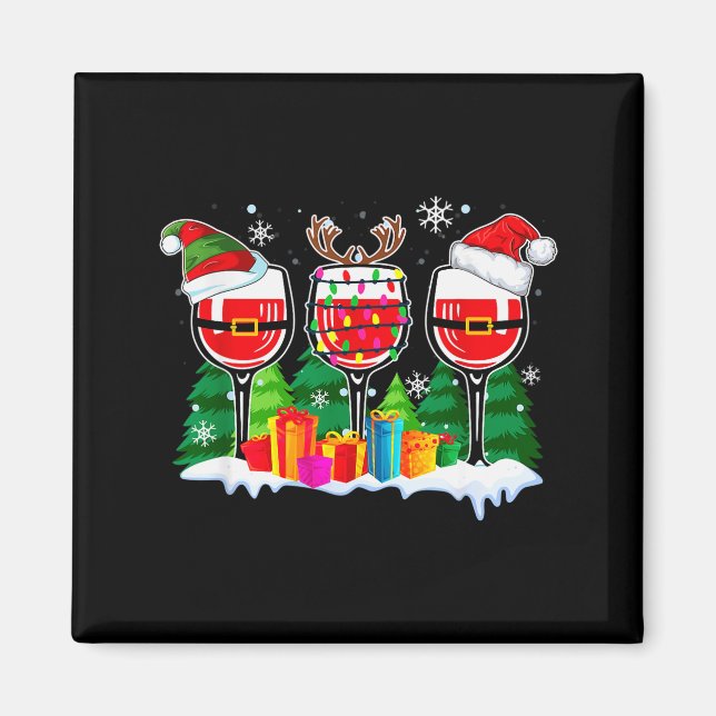 Christmas Wine - Funny Reindeer Santa Xmas Alcohol Magnet (Front)