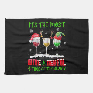 Christmas Wine - Funny Xmas Alcohol Pajama PJ Tops Tea Towel
