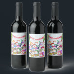 Christmas Wine Label Happy Snowman Party Funny<br><div class="desc">Christmas Wine Label with Happy Snowmans Party Funny Drawing Cartoon Snowman Celebration with Text - Choose / Add Your Unique Text / Font / Colour - Make Your Special Wine Bottle Labels / Gift - Resize and move or remove and add elements / image with customisation tool ! - Drawing...</div>
