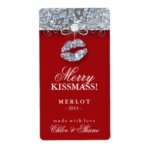 Christmas Wine Label Makeup Lips Leopard Glitter