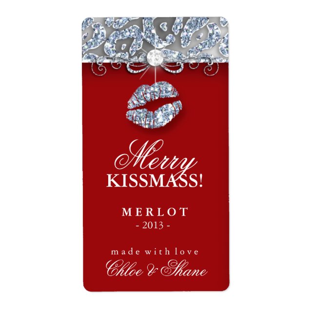 Christmas Wine Label Makeup Lips Leopard Glitter (Front)