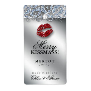 Christmas Wine Label Makeup Lips Leopard Glitter