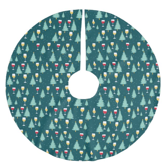 Christmas Wine Lover Brushed Polyester Tree Skirt (Front)