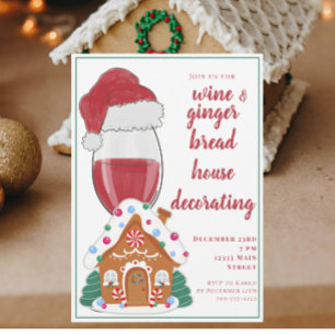 Christmas Wine Moms 
Gingerbread Houses Kids  Invitation