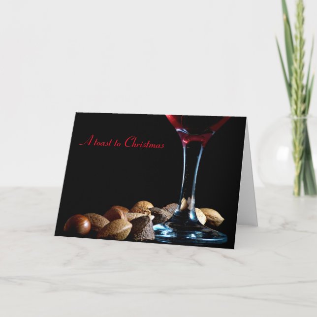 Christmas wine nuts greeting card (Front)