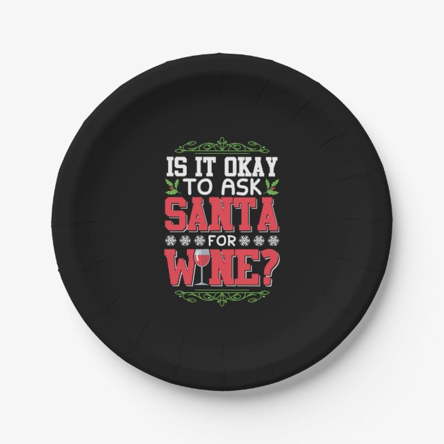 Christmas wine red wine quote paper plate (Front)
