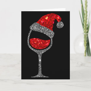 Christmas Wine Shirt - Gl Of Red Wine Santa Hat Gi Card