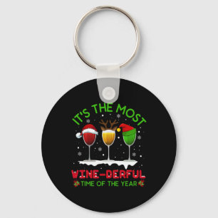 Christmas Wine Xmas Alcohol Pajama Pj Tops For Wom Key Ring