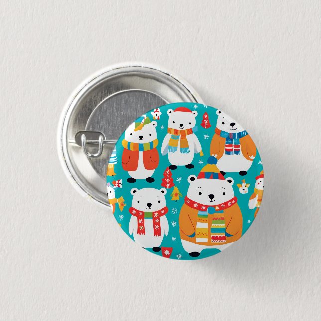 Christmas Winter Animal Party Pattern 3 Cm Round Badge (Front & Back)