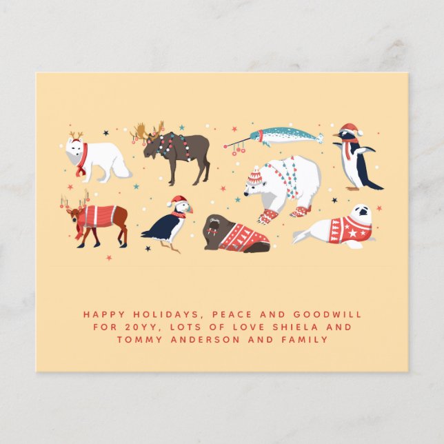 Christmas Winter Animals Personal Annual Letter (Front)