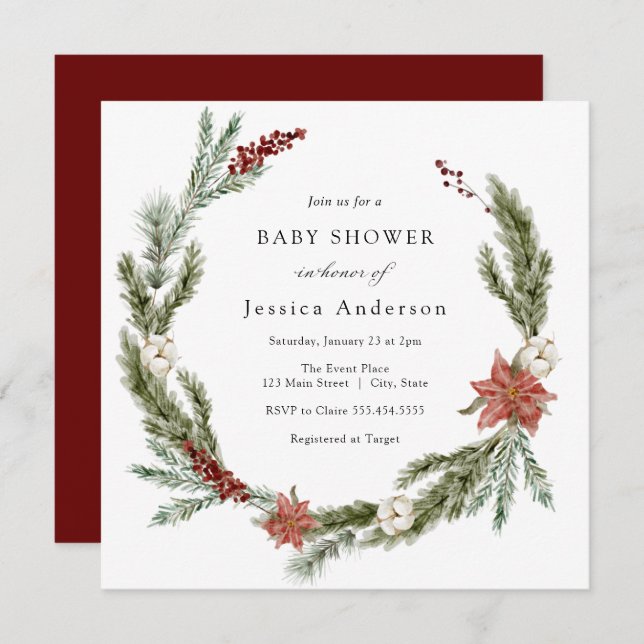 Christmas Winter Baby Shower Invitation (Front/Back)