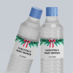 Christmas Winter Baby Shower Water Bottle Label