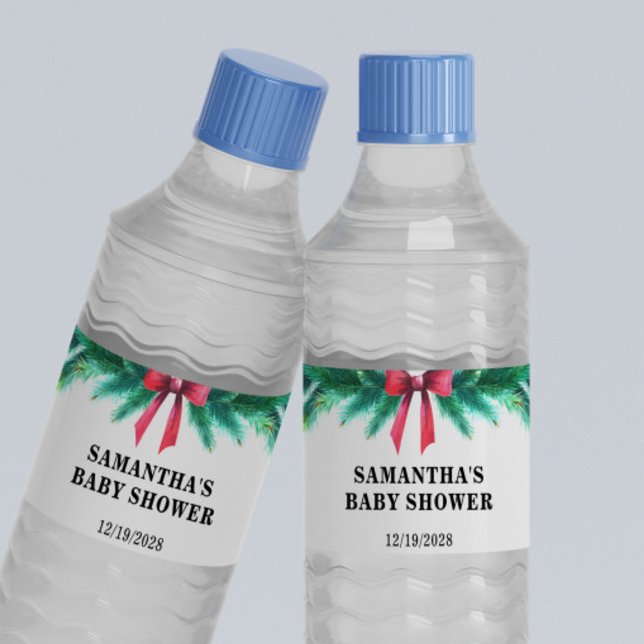 Christmas Winter Baby Shower  Water Bottle Label (Creator Uploaded)